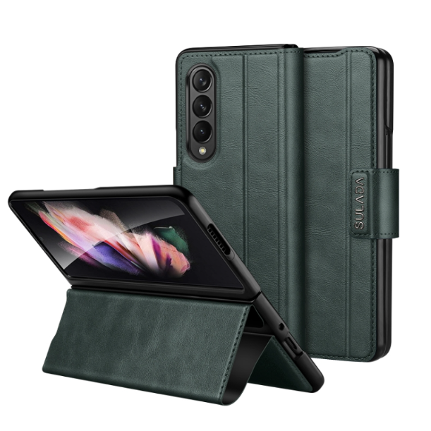 Sulada All-inclusive Magnetic Snap Flip Leather Phone Case - For Samsung Galaxy Z Fold4 - mosaccessories